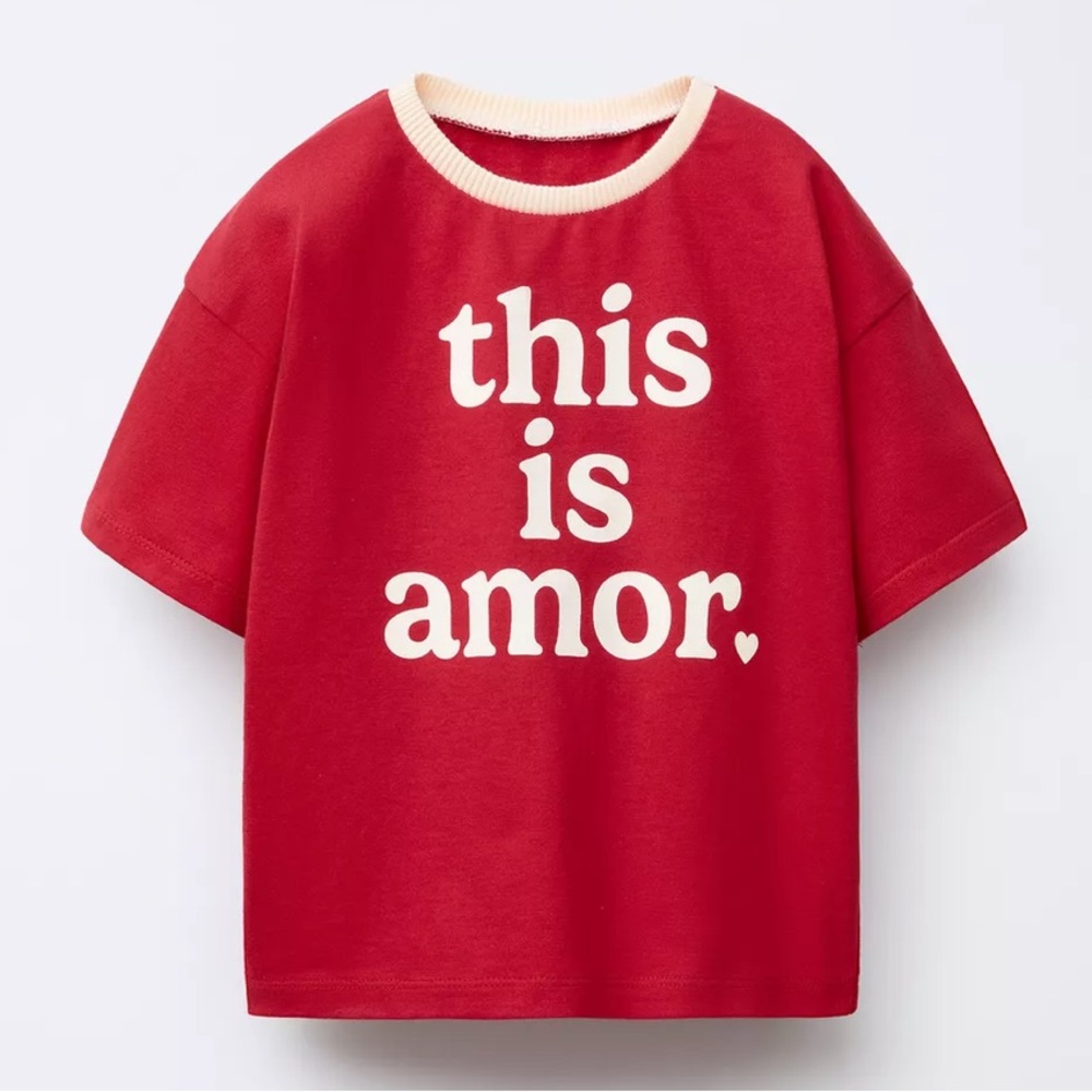 Zara Red Kids Tee with Amor Print